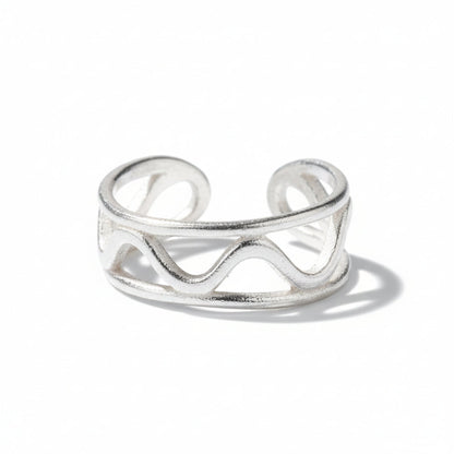 Wavy Styled Ring - Silver Plate
