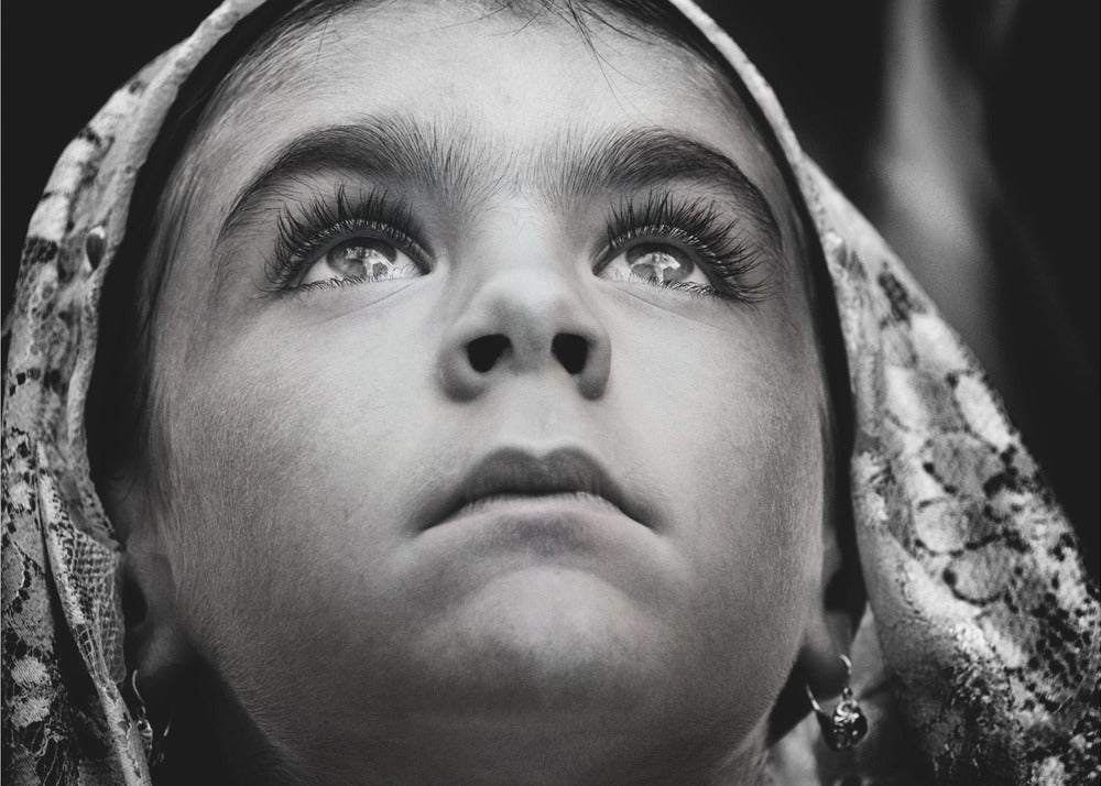 Wall art Girl with Sardinian traditional veil