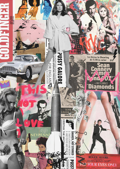 James Bond Vintage Film Poster Collage Canvas Wall Art | The Name's Bond