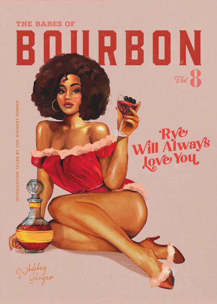 Bourbon Retro Pinup with Afro Hairstyle Canvas Wall Art | Babes of Bourbon Vol 8 Vintage Pinup Girl With Afro