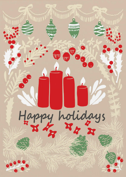 Wall art happy holidays - folk art illustration Canvas Print