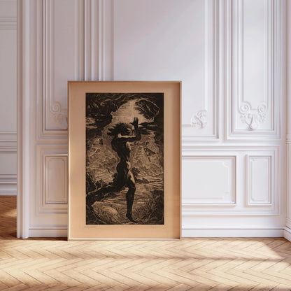 Estampe Giclée "Prométhée" de Jean Delville : Art Symboliste Esquissé, Encadrée ou Non-Encadrée