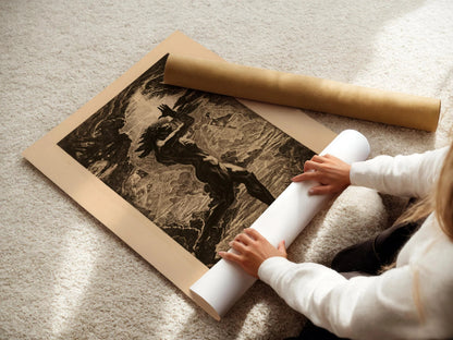 Estampe Giclée "Prométhée" de Jean Delville : Art Symboliste Esquissé, Encadrée ou Non-Encadrée
