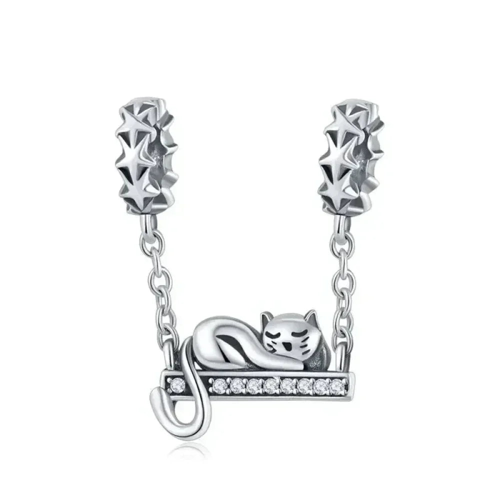 Parfaitement Céleste : adorable breloque étoile chat (argent 925)