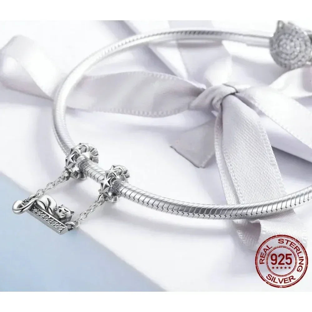 Parfaitement Céleste : adorable breloque étoile chat (argent 925)