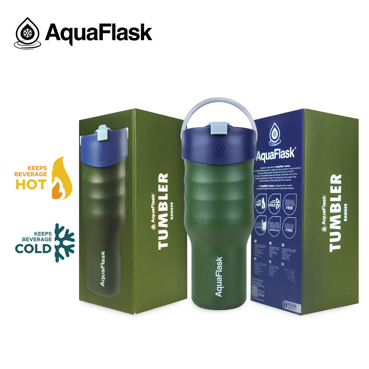 Gobelet Aqua Flask – Tasse de Voyage Isotherme en Acier Inoxydable 887ml (30 oz)
