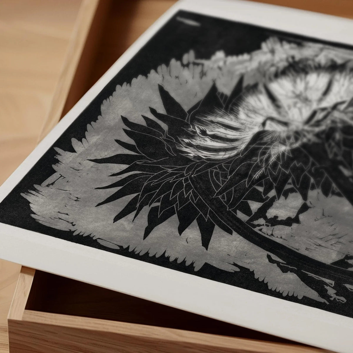 Reijer Stolk – Artichauts dans l'ombre (1915) | Une gravure sur bois monochrome saisissante (disponible encadrée à la main ou non encadrée)