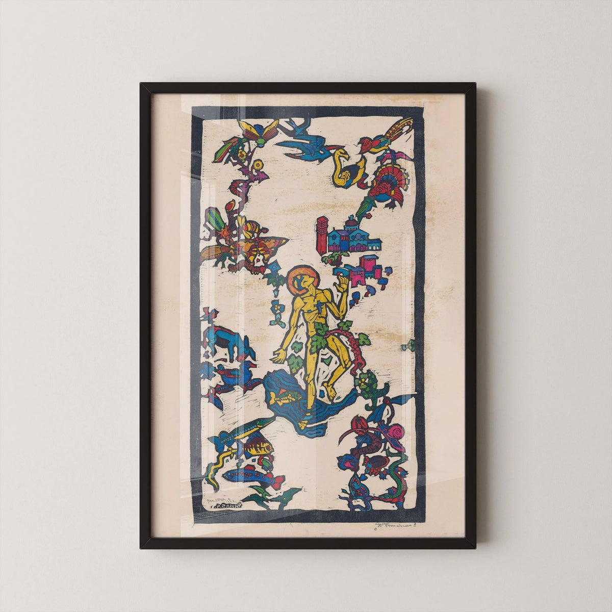Reijer Stolk St. Franciscus Woodcut Print: Symbolist Fine Art