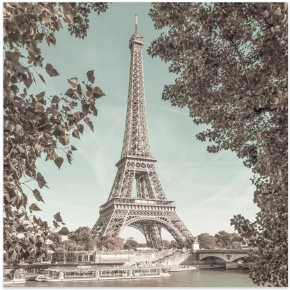 Wall art PARIS Eiffel Tower & River Seine | urban vintage style