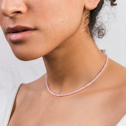 Rose Quartz Bead Necklace - 2-3mm