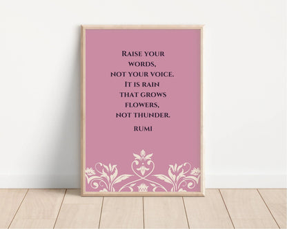 Rumi Quote Art Print: Lilac Poetry Poster