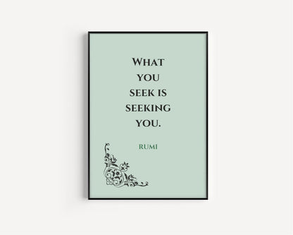 Rumi Quote Print: Mint Green Inspirational Poetry, Giclee Art