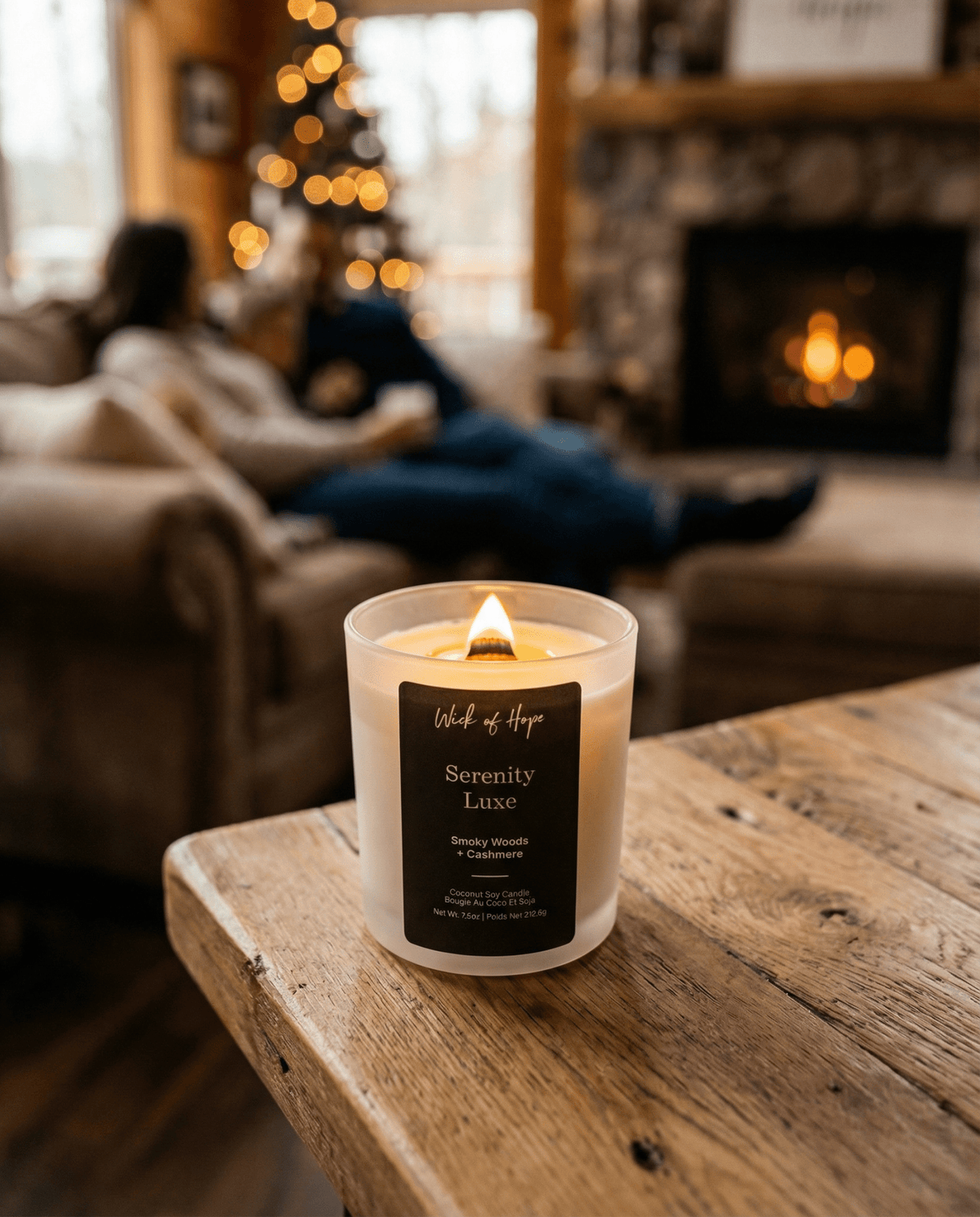 Bougie Sérénité Luxe | Bois Fumé + Cachemire