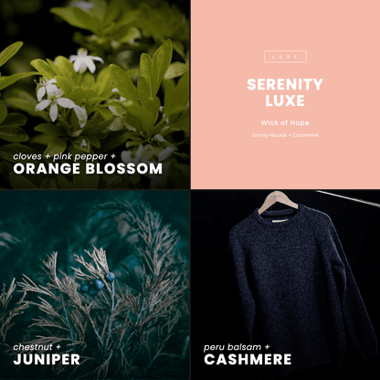 Bougie Sérénité Luxe | Bois Fumé + Cachemire