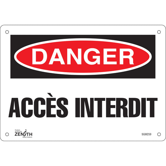Panneau "Accès Interdit", 7" x 10", Aluminium, Français