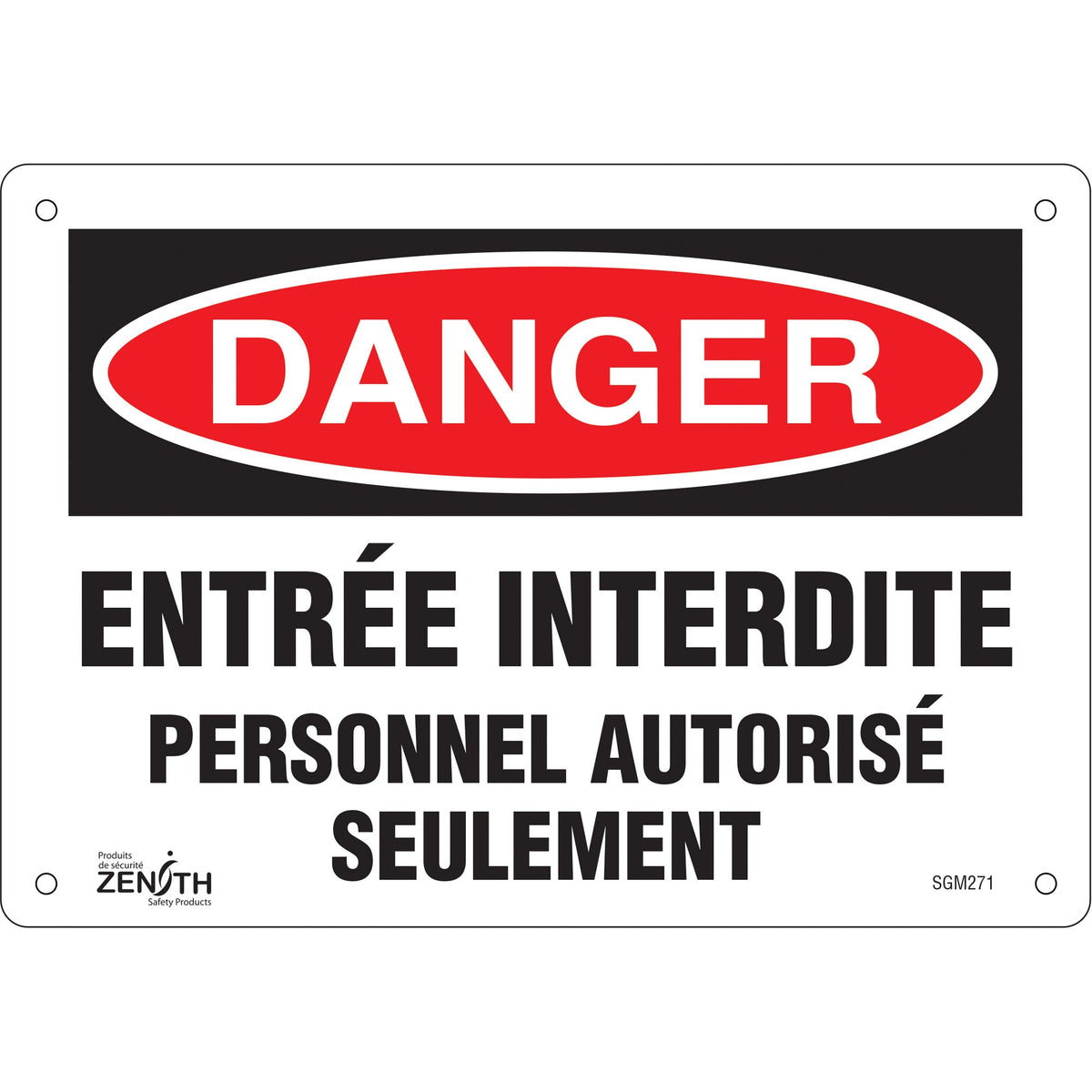 "Personnel Autorisé Seulement" Sign, 7" x 10", Aluminum, French