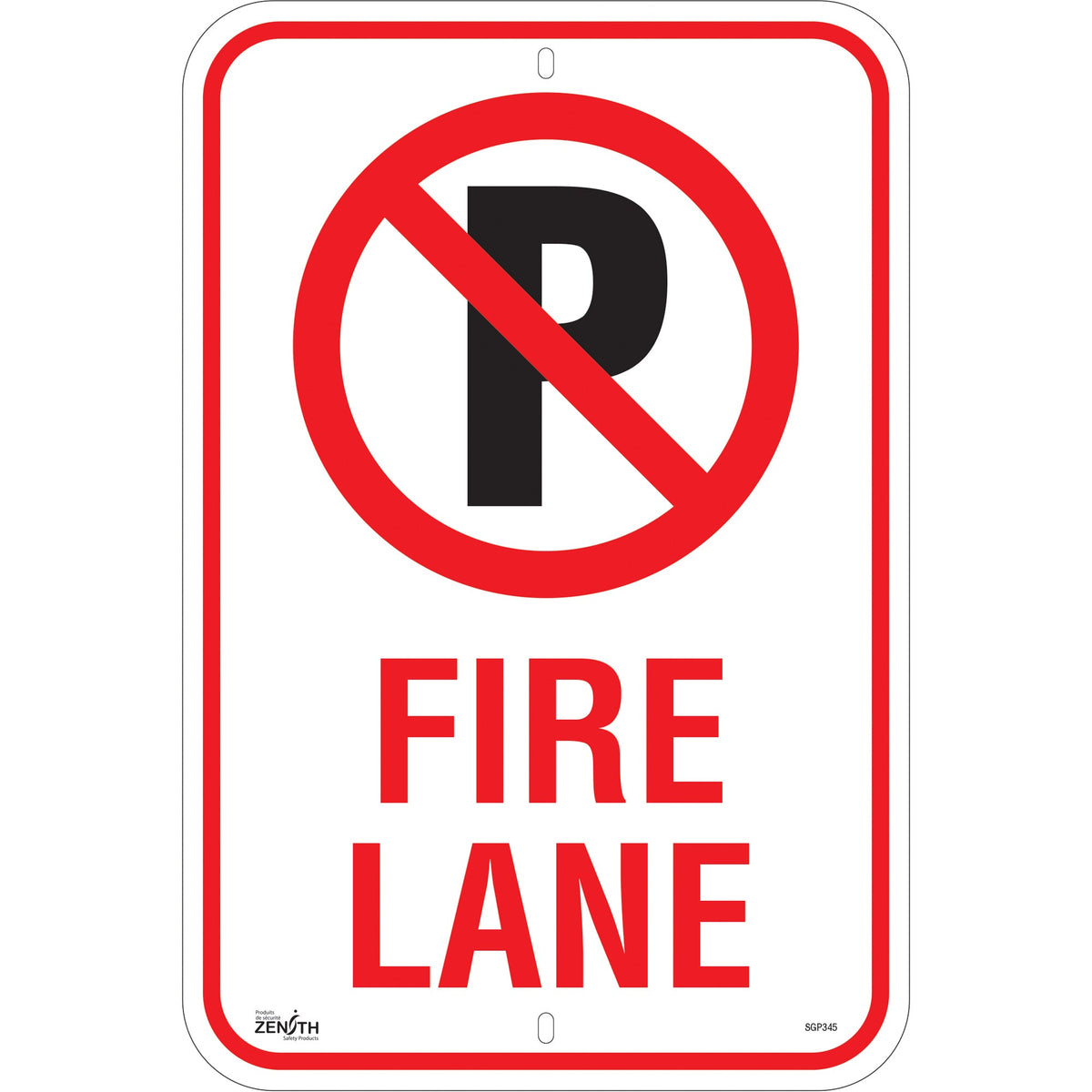 No Parking "Fire Lane" Sign, 18" x 12", Aluminum, English with Pictogram