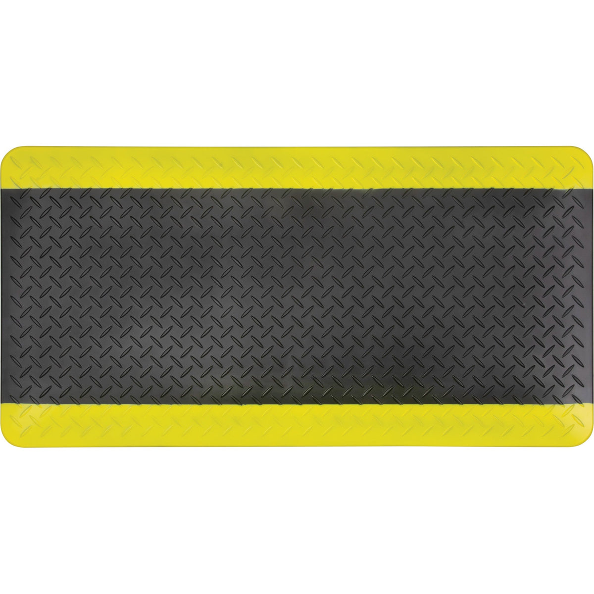 Anti-Fatigue Matting, Diamond, 1-2/3' x 3-1/4' x 3/4", Black/Yellow, Polyurethane