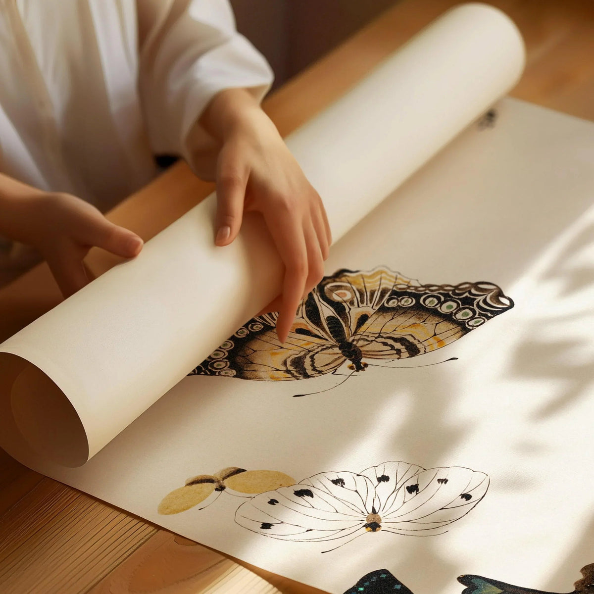 Impression Giclée Papillon : Art Japonais sur Bois Vintage