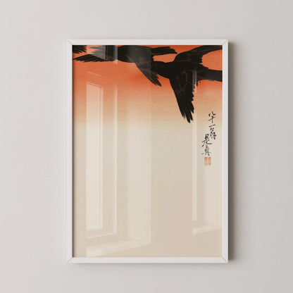 Shibata Zeshin Crows Giclee Print: Vintage Japanese Woodblock Art