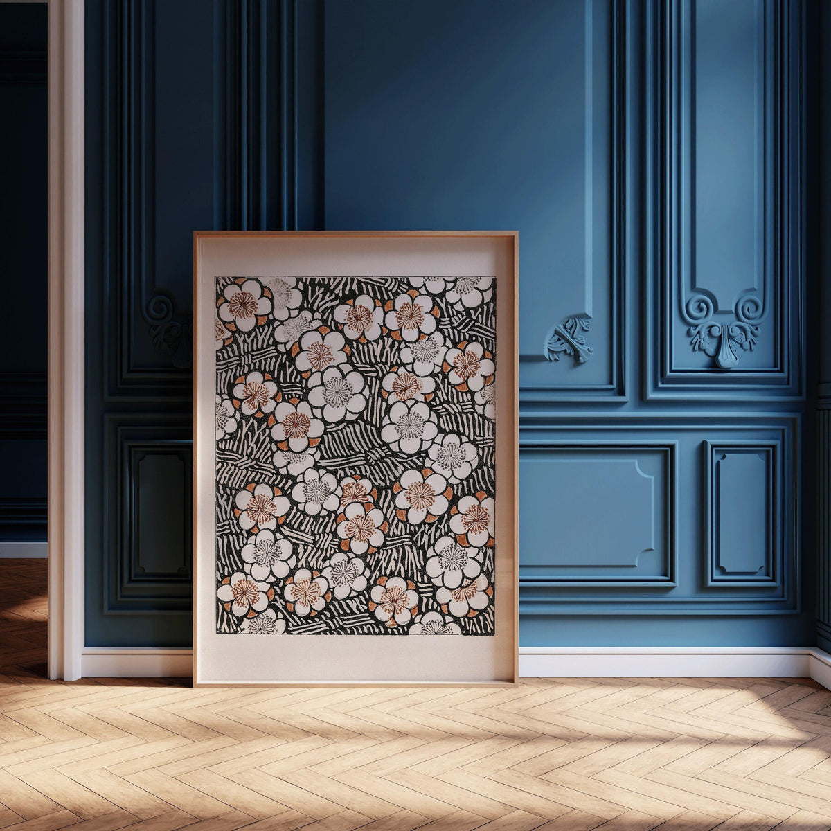 Vintage Japanese Botanical Art Print: Shin Bijutsukai Flower Pattern