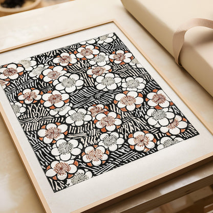 Vintage Japanese Botanical Art Print: Shin Bijutsukai Flower Pattern