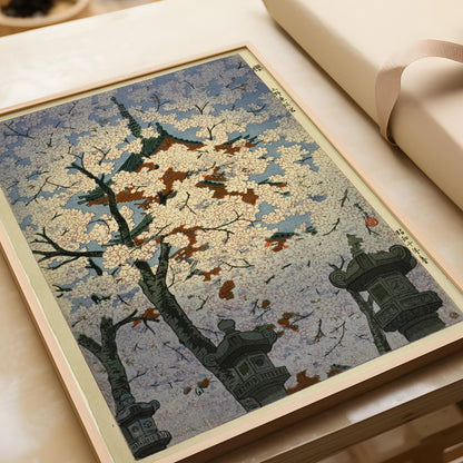 Estampe de fleurs de cerisier de Shiro Kasamatsu : Art japonais vintage sur bois