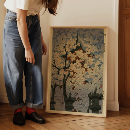 Estampe de fleurs de cerisier de Shiro Kasamatsu : Art japonais vintage sur bois