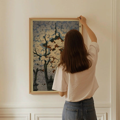 Estampe de fleurs de cerisier de Shiro Kasamatsu : Art japonais vintage sur bois