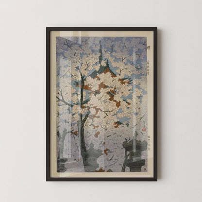 Estampe de fleurs de cerisier de Shiro Kasamatsu : Art japonais vintage sur bois