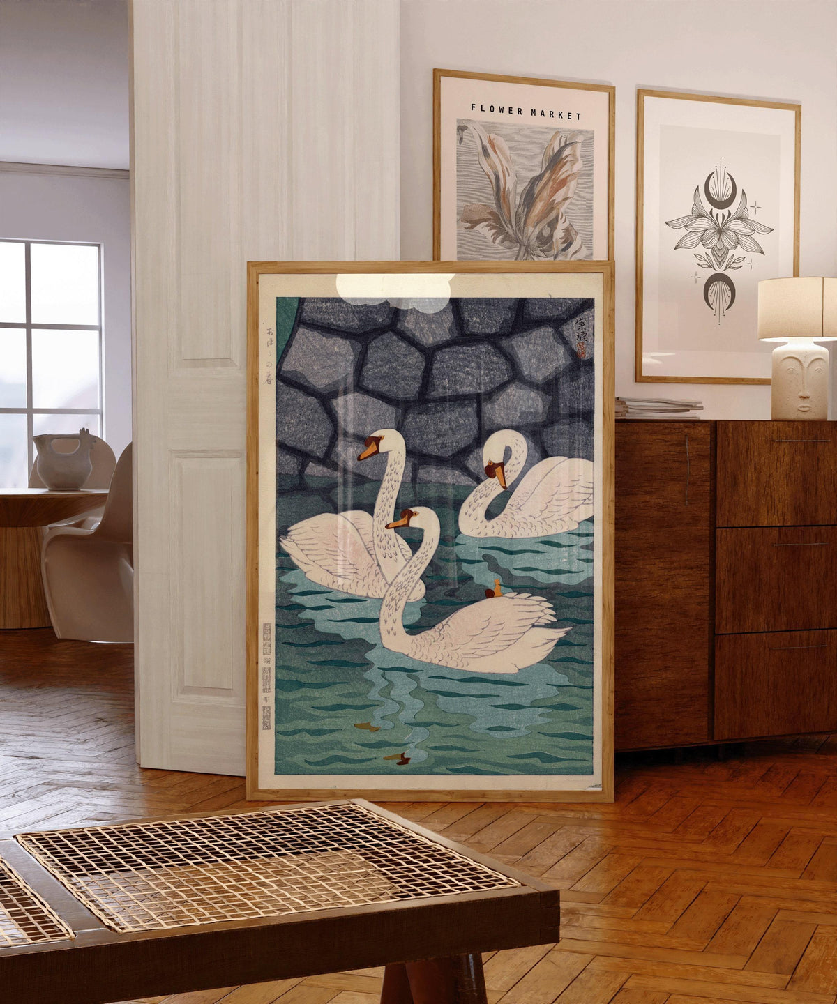 Shiro Kasamatsu Spring Moat Giclee Print: Japanese Woodblock Art (Framed Available)
