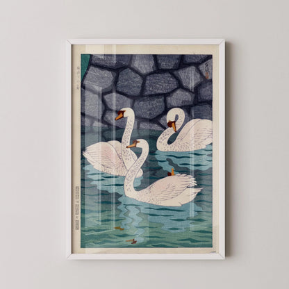 Shiro Kasamatsu Spring Moat Giclee Print: Japanese Woodblock Art (Framed Available)