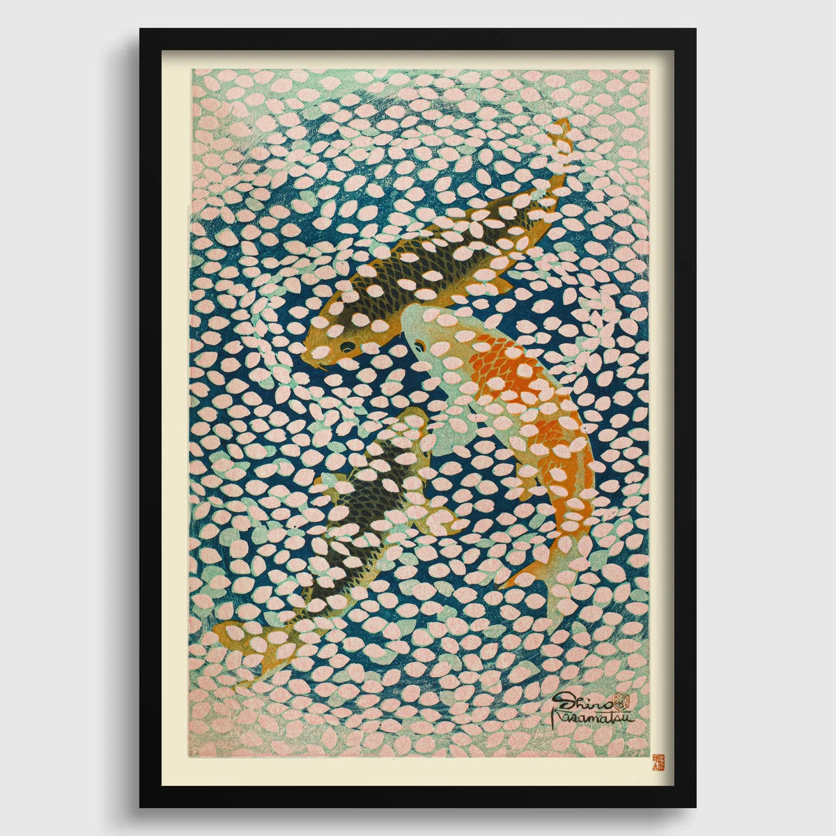 Shiro Kasamatsu - Estampe Giclée "Vague de Pétales" : Art de l'Estampe Japonaise Vintage
