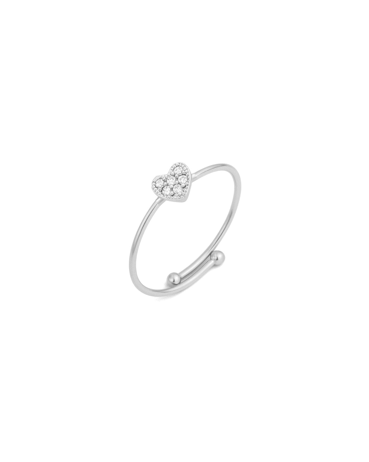 Sparkling Heart Adjustable Ring