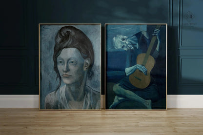 Impressions d'art de Picasso : Femme au casque, Vieux guitariste - Duo mural