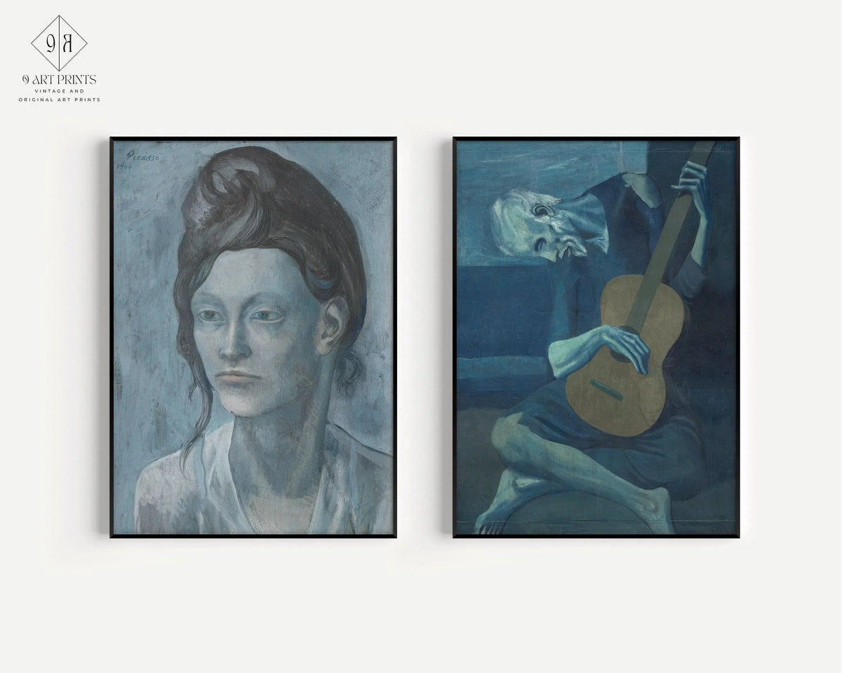 Impressions d'art de Picasso : Femme au casque, Vieux guitariste - Duo mural
