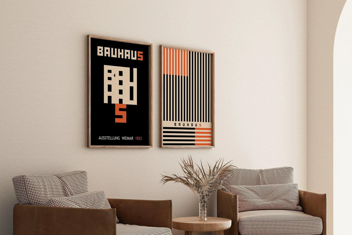 STATEMENT DUO Black and Orange Bauhaus |   | Mid-Century Modern Art Print Posters | available framed