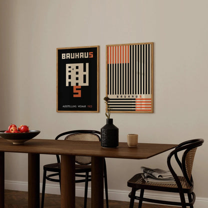 STATEMENT DUO Black and Orange Bauhaus |   | Mid-Century Modern Art Print Posters | available framed