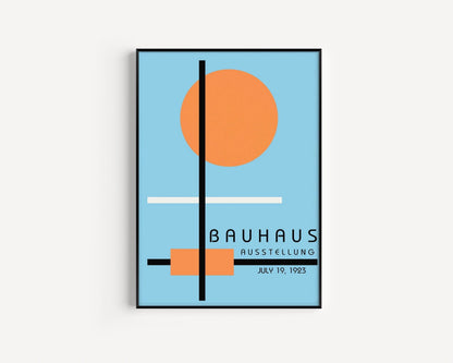 STATEMENT DUO Blue Bauhaus Mid-Century Modern Art Print Posters |  | available framed