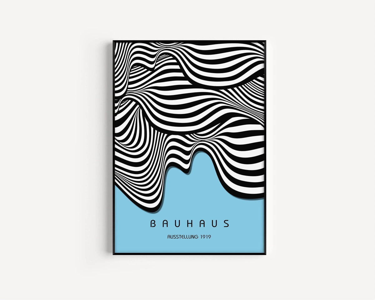 STATEMENT DUO Blue Bauhaus Mid-Century Modern Art Print Posters |  | available framed