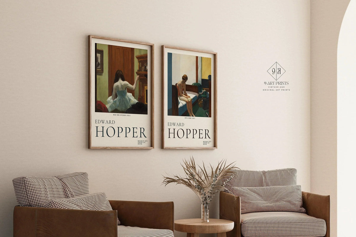 Edward Hopper Prints: New York Interior and Hotel Room Duo