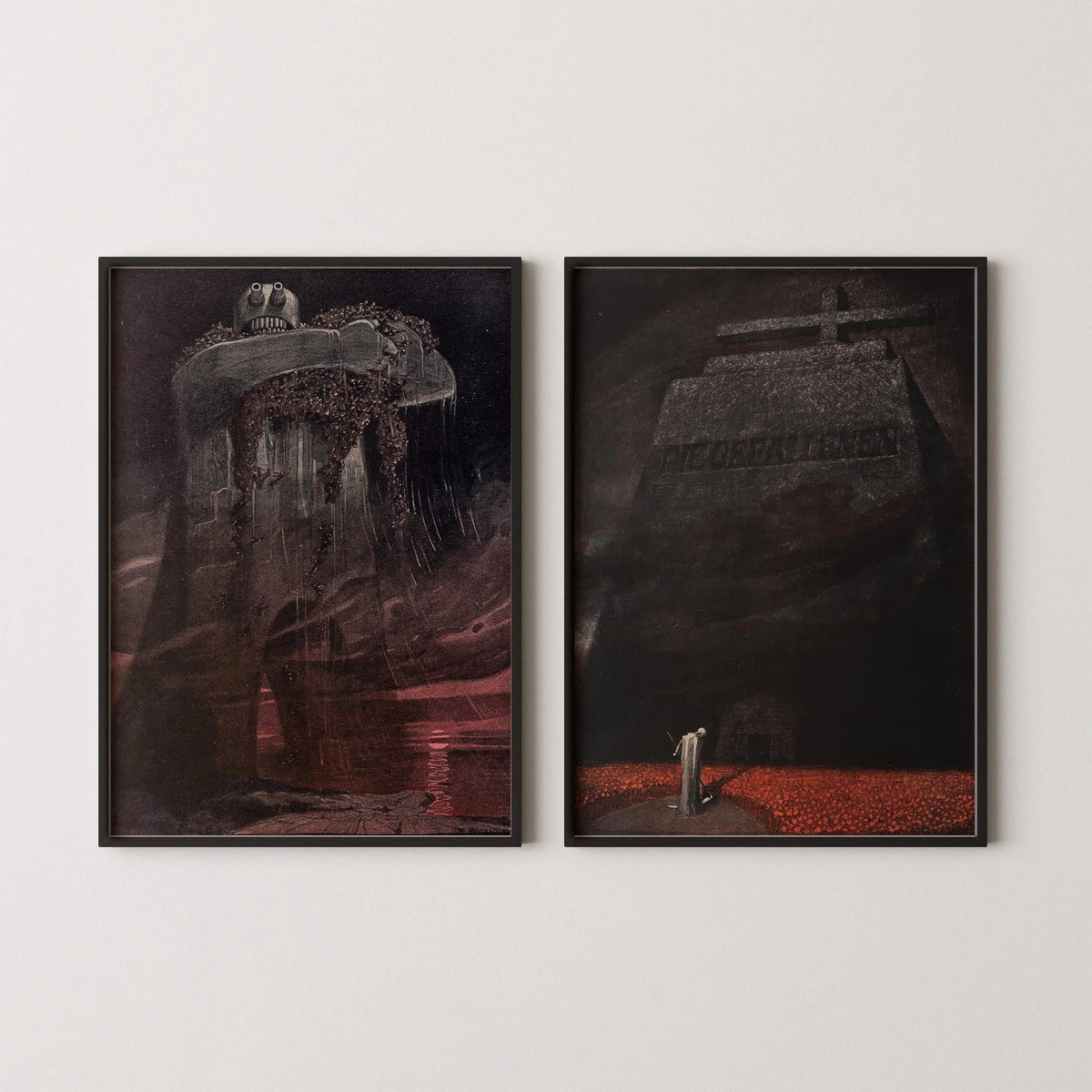 Fritz Gareis World War 1 Expressionist Art Print Set: Dark Symbolist Fine Art