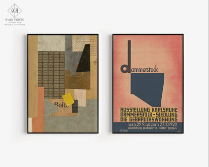 Duo d'affiches de Kurt Schwitters : Posters dadaïstes Bauhaus du milieu du siècle