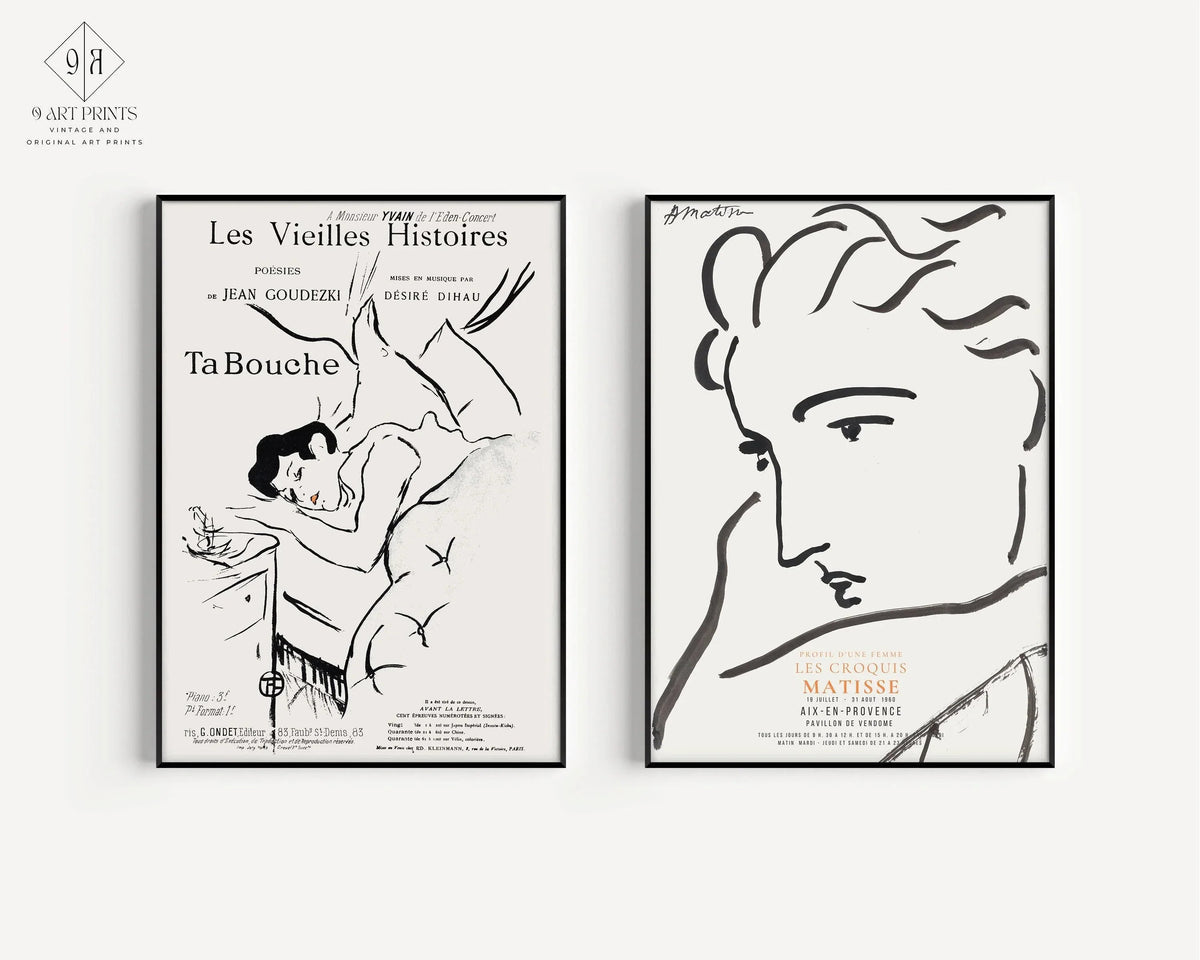 Matisse & Toulouse-Lautrec Art Prints: Neutral Gallery Wall Set