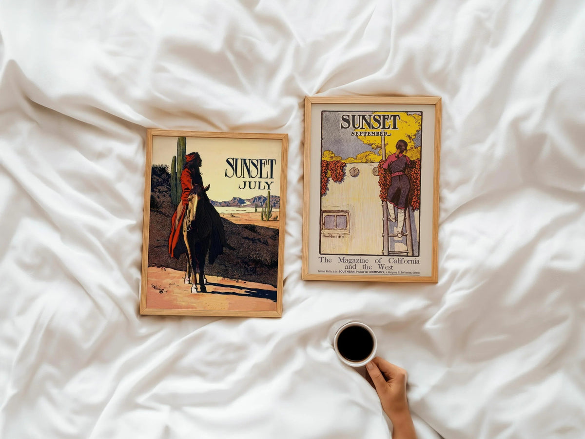 Maynard Dixon Sunset Magazine Cover Print: Western Cowboy & Native American Art