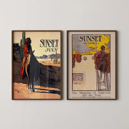 Maynard Dixon Sunset Magazine Cover Print: Western Cowboy & Native American Art