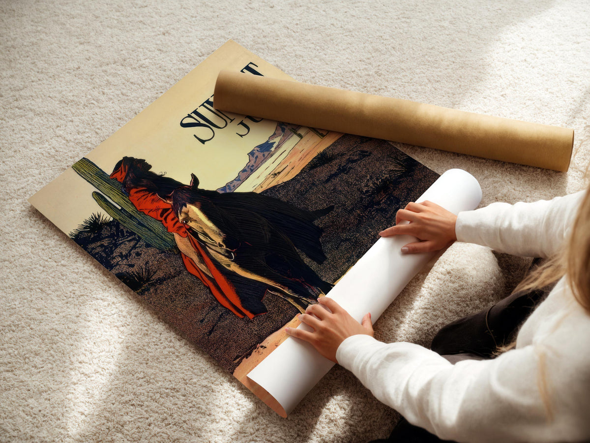 Maynard Dixon Sunset Magazine Cover Print: Western Cowboy & Native American Art