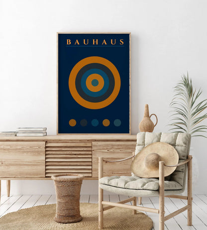 STATEMENT DUO Navy Blue Orange Bauhaus Posters |   | Mid-Century Modern Art Prints | available framed