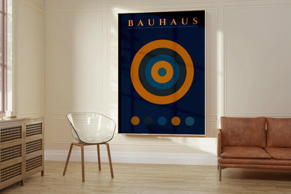 STATEMENT DUO Navy Blue Orange Bauhaus Posters |   | Mid-Century Modern Art Prints | available framed