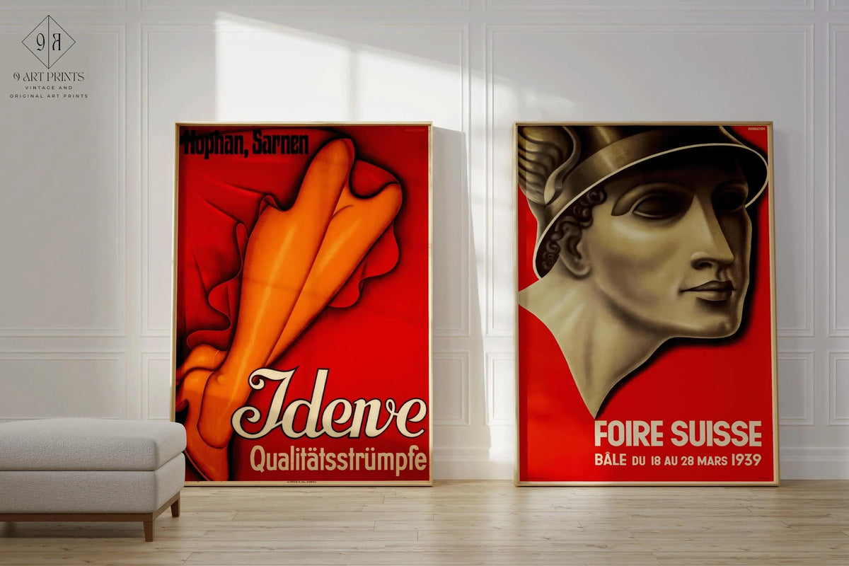 Affiches Art Déco rouges suisses : Hans Handschin, créateur d'affiches vintage